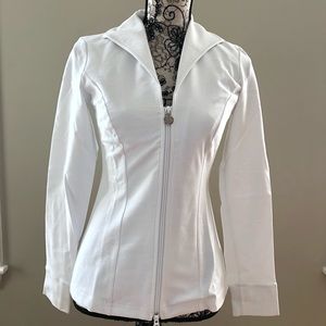 White Mod Collar Full Zip Up Jacket Final Sale